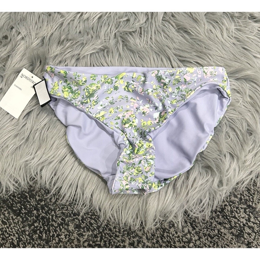 Zella Reversible Bikini Bottoms Girls 14 Purple Cosmic Texture Floral Pull On